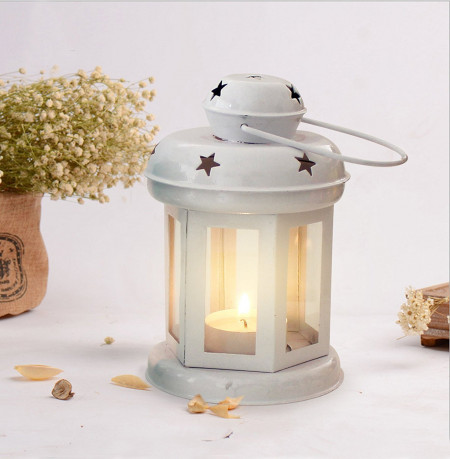 Heaven Decor Decorative Hanging Tealight Candle Holder Lantern Indoor outdoor Home Decoration/Special Occasion Decoration ,Table Top T-light Candle Holder, Corporate Gifts (9X9X15 CM)  White