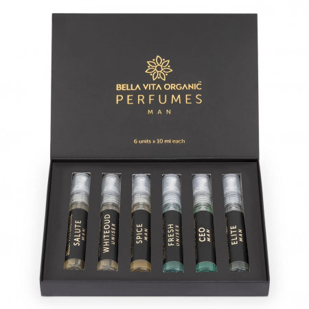 Bella Vita Organic Man Perfume Gift Set for Men 6x10 ml Perfumes Luxury Scent with Long Lasting Fragrance