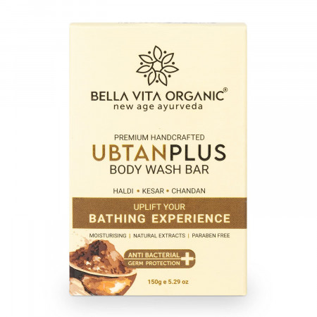 Bella Vita Organic UbtanPlus Body Wash Bar Soap with Haldi, Chandan and Multani Mitti for Skin Brightening & Moisturization, Natural, Handmade, 150 gm