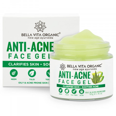 Bella Vita Organic Anti Acne & Pimple Removal Face Gel Oil Free Hydrating Cream for Marks, Dark Spot Removal with Neem, Tea Tree and Aloe Vera, 50 gms