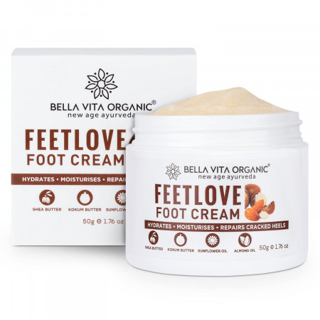 Bella Vita Organic Feet Love Foot Cream Softens Hydrates Rough Dry Feet, Moisturizes & Repairs Cracked Heel and Skin, Combats Smelly Feet Odour, 50 gm
