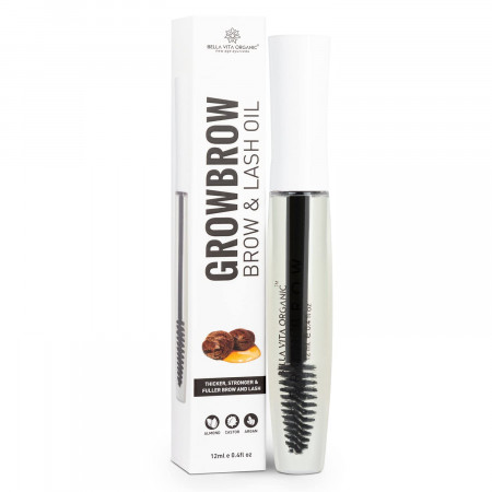Bella Vita Organic GrowBrow - Natural EyeLash, Lashes and Eye Brows Hair Growth & Volume Serum with Goodness of Castor, Onion Oil and Vitamin E, 12 ml