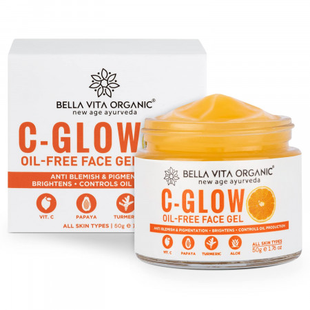 Bella Vita Organic C Glow Oil Control Hydration Anti Pigmentation Blemish Cream Face Gel For Dark Spot Removal, Glowing & Lightening with Vitamin C, Aloe Vera, Papaya & Turmeric , 50 Gm