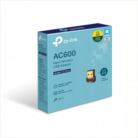TP-Link Nano AC600 USB Wi-Fi WiFi Adapter(Archer T2U Nano)- 2.4G/5G Dual Band Wireless Network Adapter for PC Desktop, Mini Travel Size, Supports Windows 10, 8.1, 8, 7, XP/Mac OS X