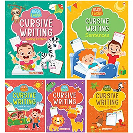 Cursive Writing Books (Set of 5 Books) (Handwriting Practice Books) - Small Letters, Capital Letters, Joining Letters, Sentences, Words for Age 3-7: ... Letters, Joing Letters, Sentences, Words