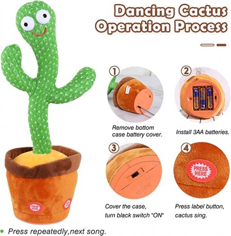 Kids Dancing Talking Cactus Toys for Baby Boys and Girls, Electronic Plush Toy Singing, Record & Repeating What You Say with 120 English Songs and LED Lighting for Home Decor