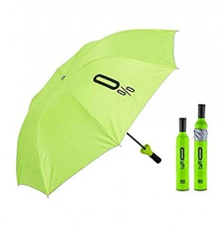 Surisha Folding Portable Umbrella with Bottle Cover for UV Protection & Rain Umbrella Mini Travel (Pack of 1) (Color According to Availability)