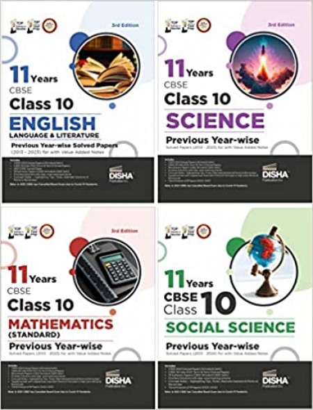 Combo 11 Years CBSE Class 10 Science, Mathematics (Standard), English Language & Literature & Social Science Previous Year-wise Solved Papers (2013 - 2023) with Value Added Notes 3rd Edition | PYQs Question Bank