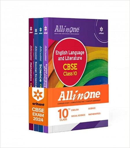 Arihant All In One Class 10th Science,Mathematics, Social Science, English for CBSE Exam 2024 (Set of 4 Books)