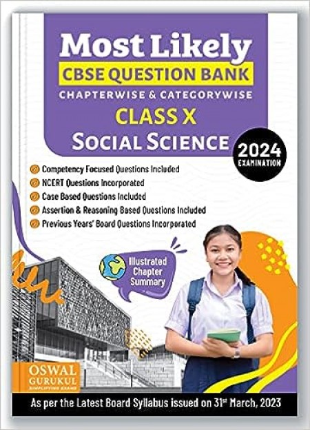 Oswal - Gurukul Social Science Most Likely CBSE Question Bank for Class 10 Exam 2024 - Chapterwise & Categorywise, Competency Focused Qs, NCERT Questions, Case, A&R Based, Previous Years' Board Qs